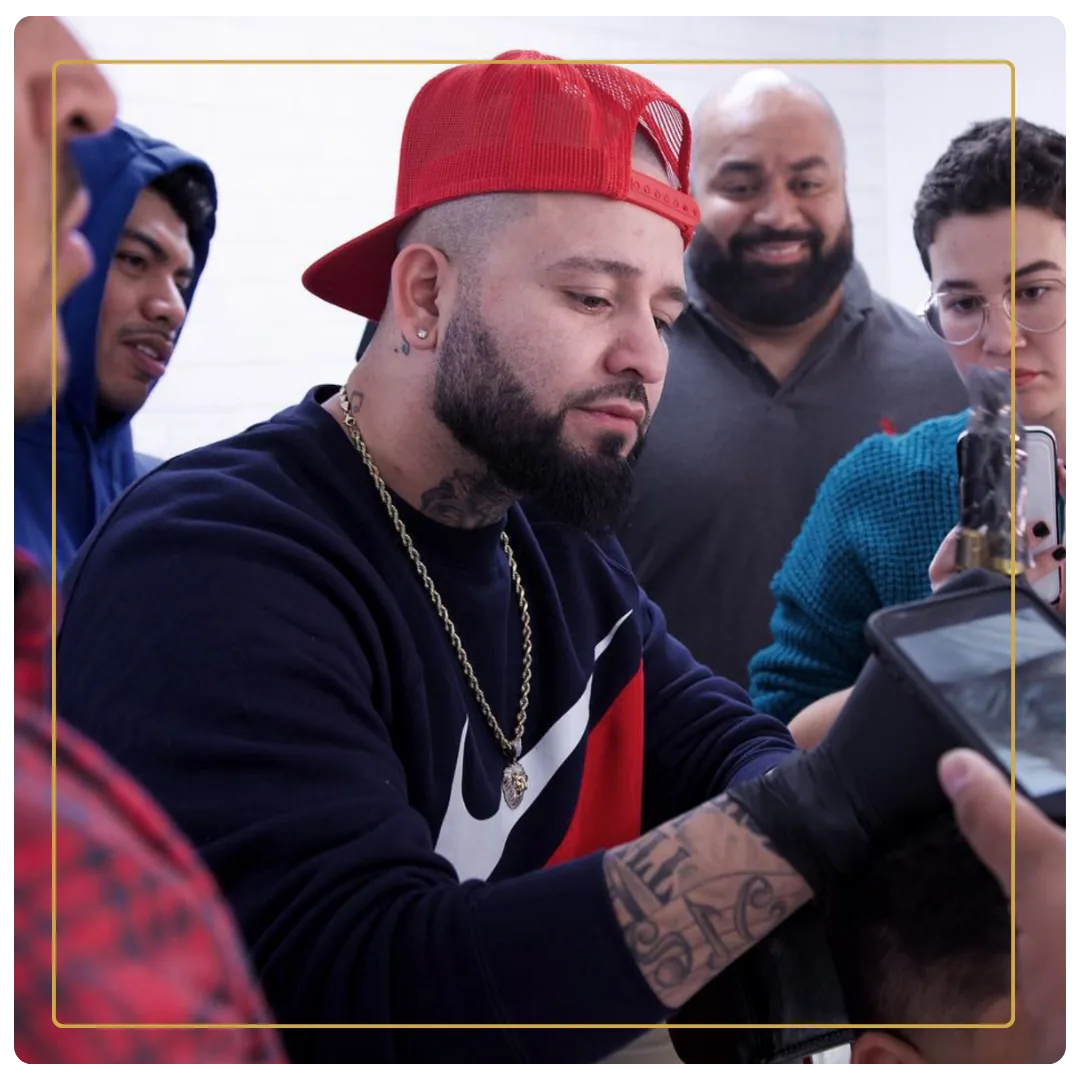 Huber Najera teaching scalp micropigmentation