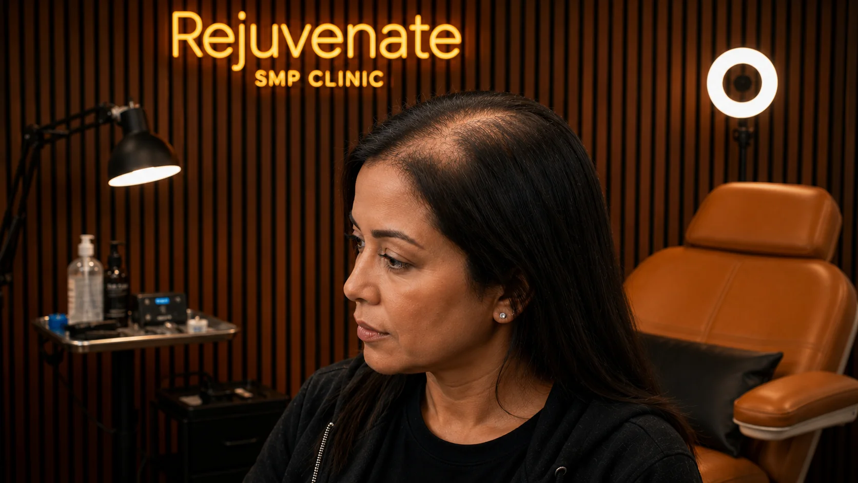 Scalp micropigmentation for female hair loss by Rejuvenate SMP Clinic